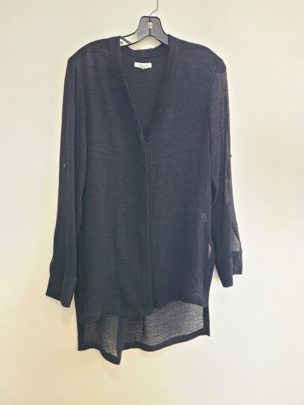 Helmut Lang Shirt Button Up Tunic Black Sheer size M